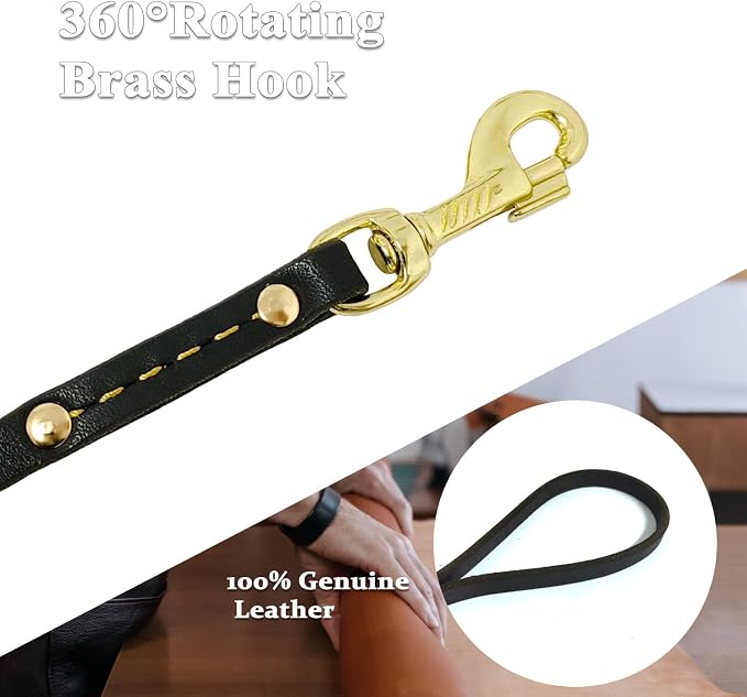 Heavy Duty Leather Dog Leash 6 ft x 3/4 inch, Genuine Leather Dog Training Leash, Soft and Strong Leashes for Medium and Large Dogs Black - Image 4