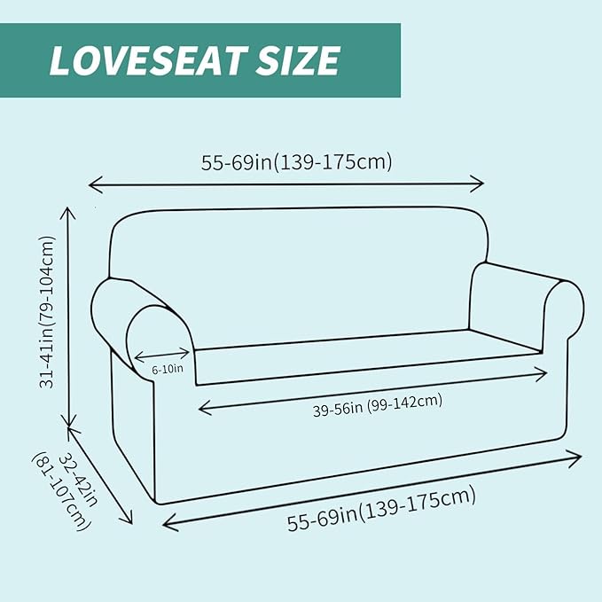 YEMYHOM Couch Cover Latest Jacquard Design High Stretch Sofa Covers for 2 Cushion Couch, Pet Dog Cat Proof Loveseat Slipcover Non Slip Magic Elastic Furniture Protector (Medium, Teal) - Image 5
