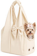 Fashion Dog Purse Carrier for Small Dogs, Soft-Sided Dog Bag Carrier with 4 Large Pockets, No Collapse, Lightweight, Smart Zipper Lock, Comfortable Puppy Cats Rabbit Carrier for Travel,Outdoor(Beige) by Unknown