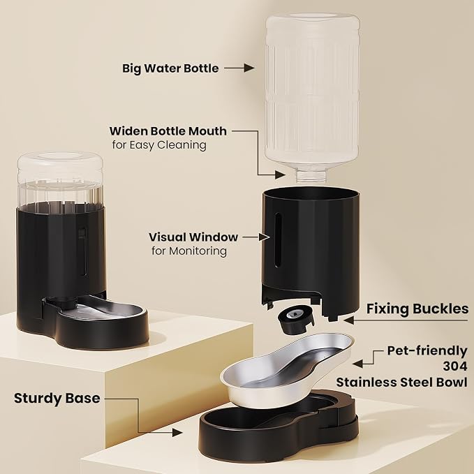 CZPET Dog Water Bowl Dispenser 7L, Wider Mouth Gravity Refilling (Black) | CZPET Dog Water Bowl Dispenser 7L, Wider Mouth Gravity Refilling (Black) - Image 7