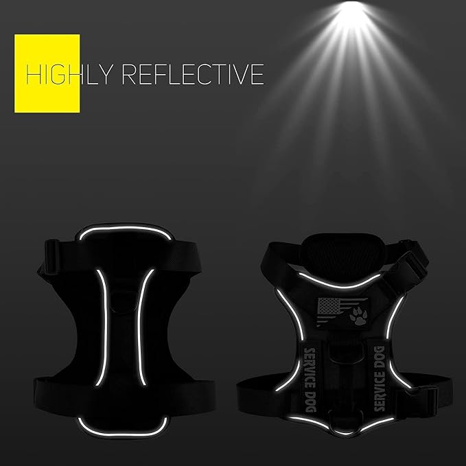 Service Dog Harness, Reflective Dog Vest Harness with 5 PCS Patches, Adjustable Soft Oxford Pet Harness, Inner Layer Mesh, Easy to Control for Small Medium Large Dogs… - Image 5