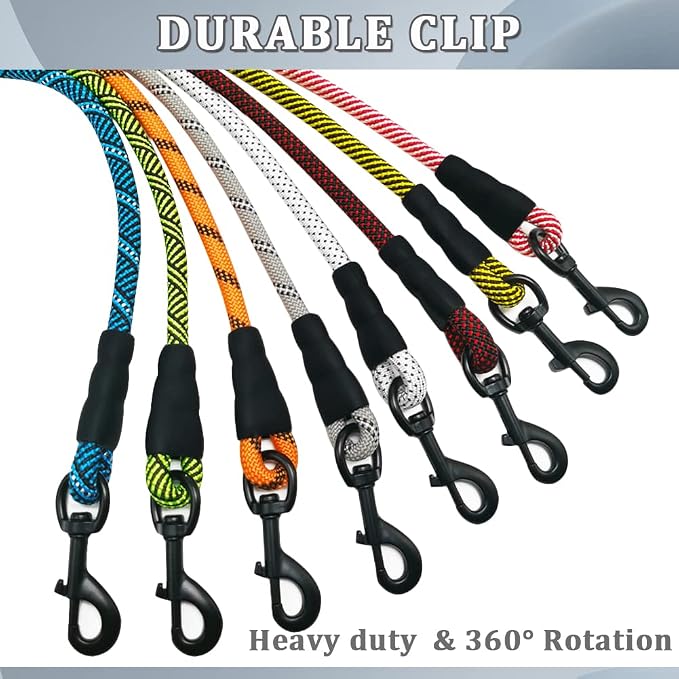 MayPaw Heavy Duty Rope Dog Leash, 3/6/8/10/12/15/20/30 FT Nylon Pet Leash, Soft Padded Handle Thick Lead Leashes for Large Medium Dogs (Blue Black, 1/2" * 12') - Image 2