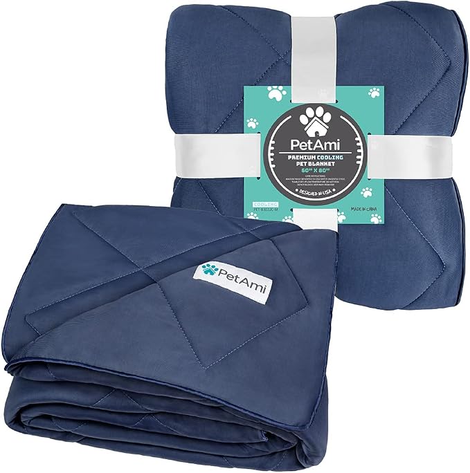 PetAmi Premium Cooling Dog Blanket | Lightweight Fluffy Pet Throw Blanket Bed Cover for Dogs, Cat, Puppies | Pet Blanket Furniture Protector Couch Sofa | Reversible Fuzzy Cozy | 60x80, Navy Blue - Image 6