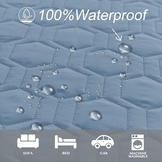 Tcksstex Waterproof and Anti-Slip Dog Bed Cover and Pet Blanket Sofa Pet Bed Mat ，car Incontinence Mattress Protectors Furniture Couch Cover for Most Cats Dogs, Pets（82x102-Stoneblue） - Image 2