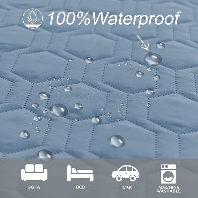 Tcksstex Waterproof and Anti-Slip Dog Bed Cover and Pet Blanket Sofa Pet Bed Mat ，car Incontinence Mattress Protectors Furniture Couch Cover for Most Cats Dogs, Pets（52x82-Stoneblue） - Image 2