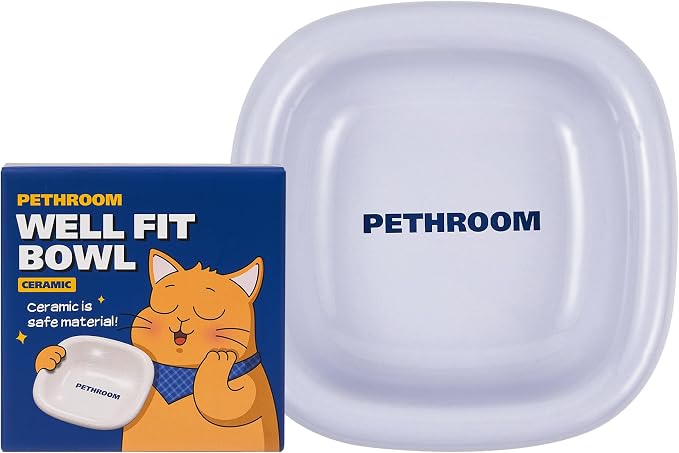 Well Fit Dog Bowl, Durable Ceramic Cat & Dog Food and Water Bowl | Non-Slip Silicone Base, Easy to Clean, 6.2 × 6.2 × 2.0 in, Lavender by PETHROOM