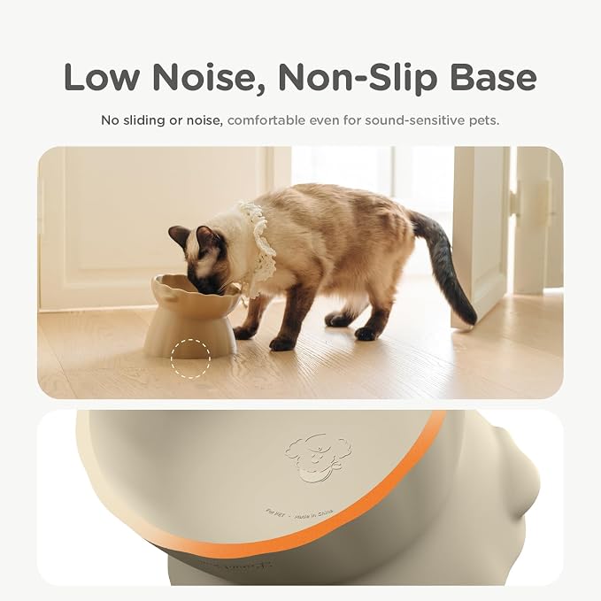 Elevated Dog Bowls, Raised Dog Bowl | Premium Food-Grade Silicone Material, Dog Bowls elevated, Quiet Dog Bowl for Noise-Sensitive Dogs, Non slip (Ivory) - Image 5