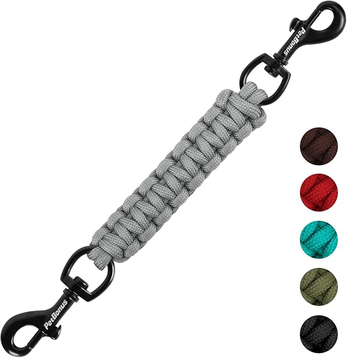 PetBonus Dog Collar Safety Clip, Handmade Prong Collar to Harness Connector | Dog Leash Backup Safety Strap, Escape Proof, Double Ended Clasp, Lead Connector for Pinch Collar, Harness (Grey) by Petbonus