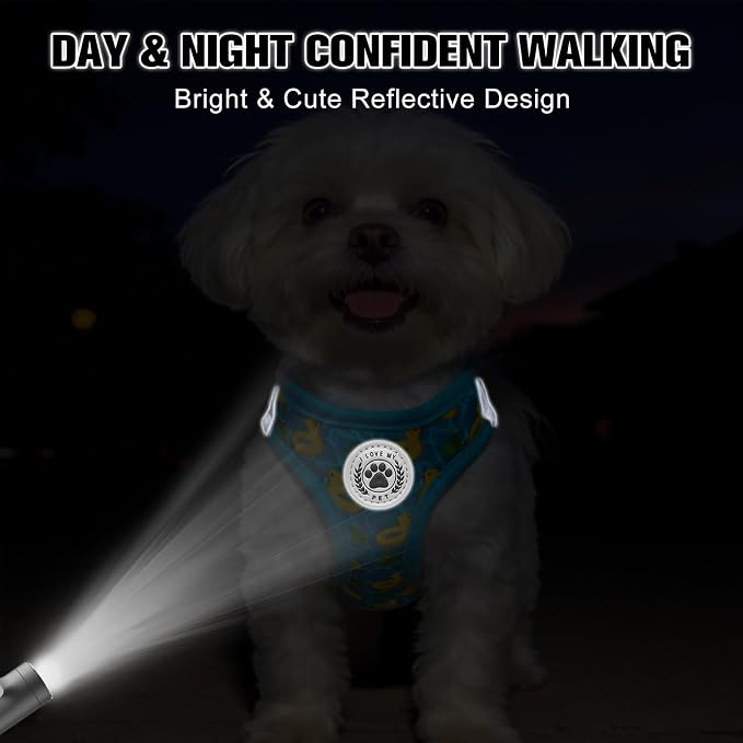 BEAUTYZOO Dog Harness Medium Sized and Leash Set,No Pull Pet Vest - Duck, M | Step-in Easy On/Off, All Season Breathable Mesh,Escape-Proof Hook & Loop,Lightweight Reflective,No Choke,Easy Walking Control - Image 5