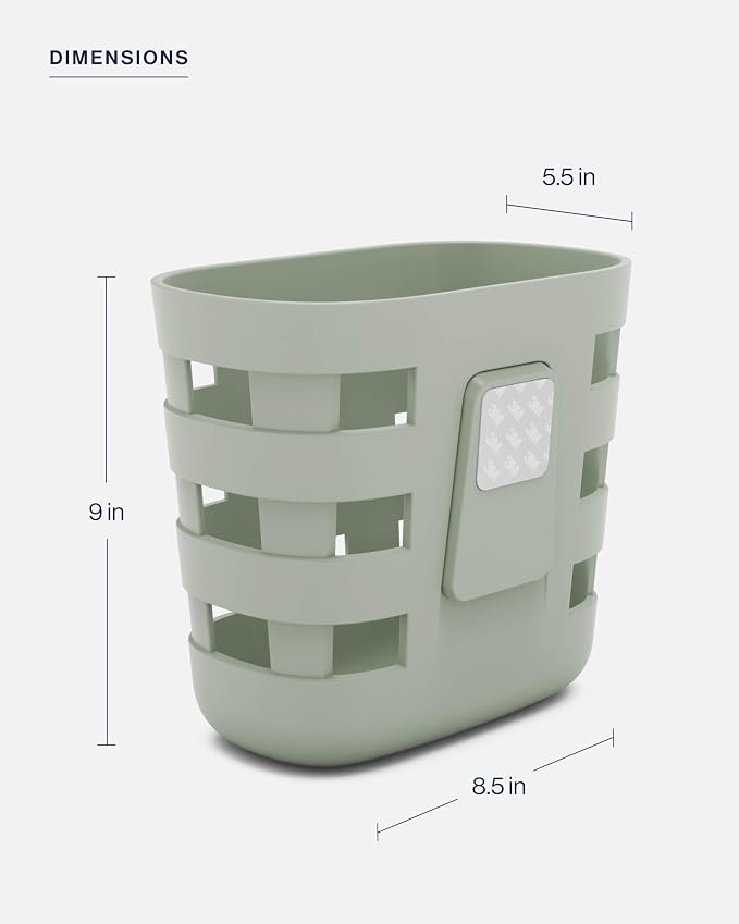 Lalo Bath Time Storage Bin, Removable Drying Bin for Bathtub | Bathtub Storage to Keep Items Organized and Dry, Secure Wall Attachment for Shower or Bath, Non-Toxic Plastic, Sage - Image 4