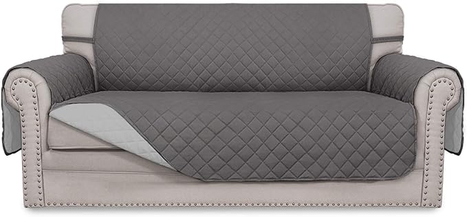 Easy-Going Sofa Slipcover Reversible Loveseat Sofa Cover Couch Cover for 2 Cushion Couch Furniture Protector with Elastic Straps for Pets Kids Dog Cat (Oversized Loveseat, Gray/Light Gray) | Oversized Loveseat Slipcover For Dogs, Water Resistant Mat, L... by Easy-Going