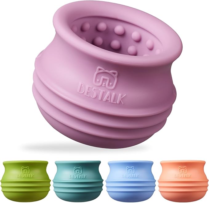 Dog Enrichment Treat Toy, Long-Lasting Wobbly Interactive Freeze Lick Toys for Dogs, Stuffable Puzzle Feeder Toy for Boredom, Silicone Treat Dispensing Chew Toy (Pastel Purple,L) by BESTALK
