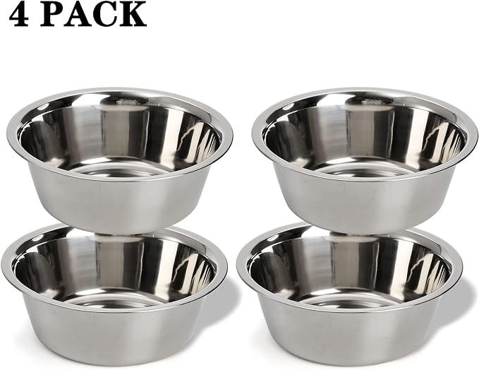 DEAYOU 4-Pack Stainless Steel Dog and Cat Bowl, Metal Food and Water Dish, 8.26" Basic Pet Feed Bowl for Large Medium Dog, 47 OZ Replacement Bowls for Elevated Stand, Dishwasher Safe - Image 4