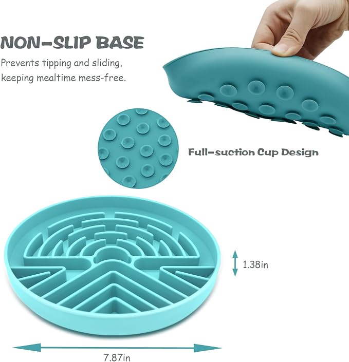 Lesipee Slow Feeder Dog Bowl for Large & Small Pets, Anti Choking Puzzle Dog Food Lick Mat with Non-Slip Base, Interactive Pet Slow Eating, Silicone Licking Mat Cat Feeding Bowl for Puppies & Cats - Image 7