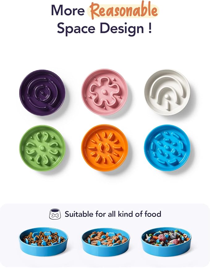 LE TAUCI Ceramic Slow Feeder Dog Bowls Small Breed, 0.6 Cups Dog Food Dish for Fast Eaters, Puzzle Bowl for Small Dogs and Cats,Vortex Blue - Image 9