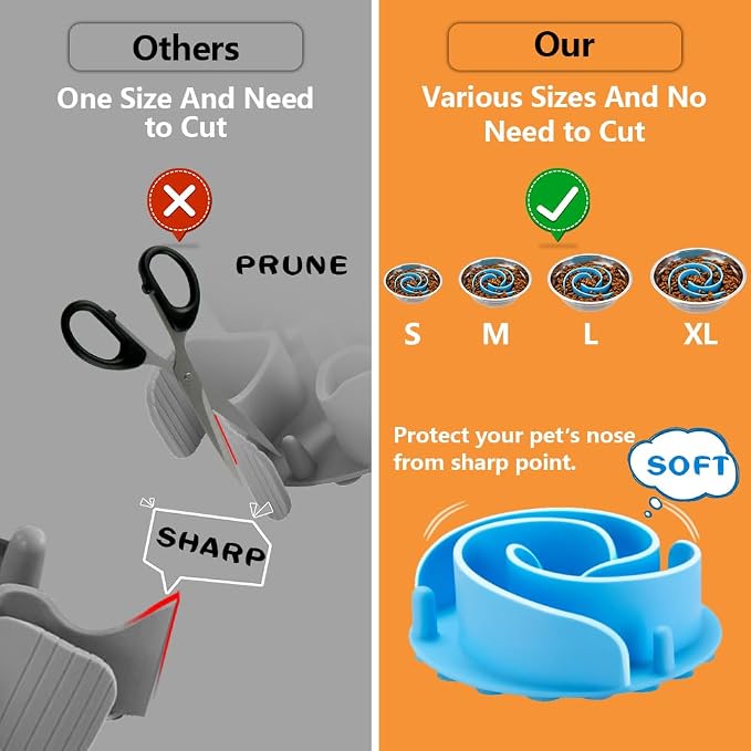Slow Feeder Dog Bowls Insert, Animire Soft Silicone Slow Eating Dog Food Bowl for Small, Medium and Large Dogs, Compatible with Regular and Elevated Bowls - Image 3