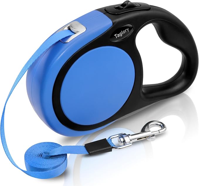 Taglory Retractable Dog Leash, One-Handed Brake, 16ft, Up to 44 lbs, Blue | More Freedom While Staying in Control, Smooth Retraction, Tangle-Free Design, Easy-Grip Handle, Daily Neighborhood Walks by Taglory