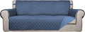 PureFit Reversible Quilted Sofa Cover Dog Couch Covers for Sofa, 66 in | Dark Blue/Light Blue, Water Resistant Couch Protector, Washable Pet Couch Cover with Non Slip and Elastic Straps For Kids by PureFit