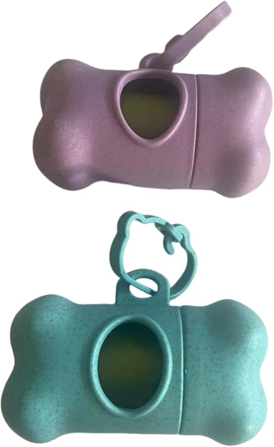 Dog Waste Bag Dispenser, Bone Shaped, Portable Pet Poop Bag Holder with Carabiner Clip, 2 Pack (Purpple Sky Blue) - Image 2