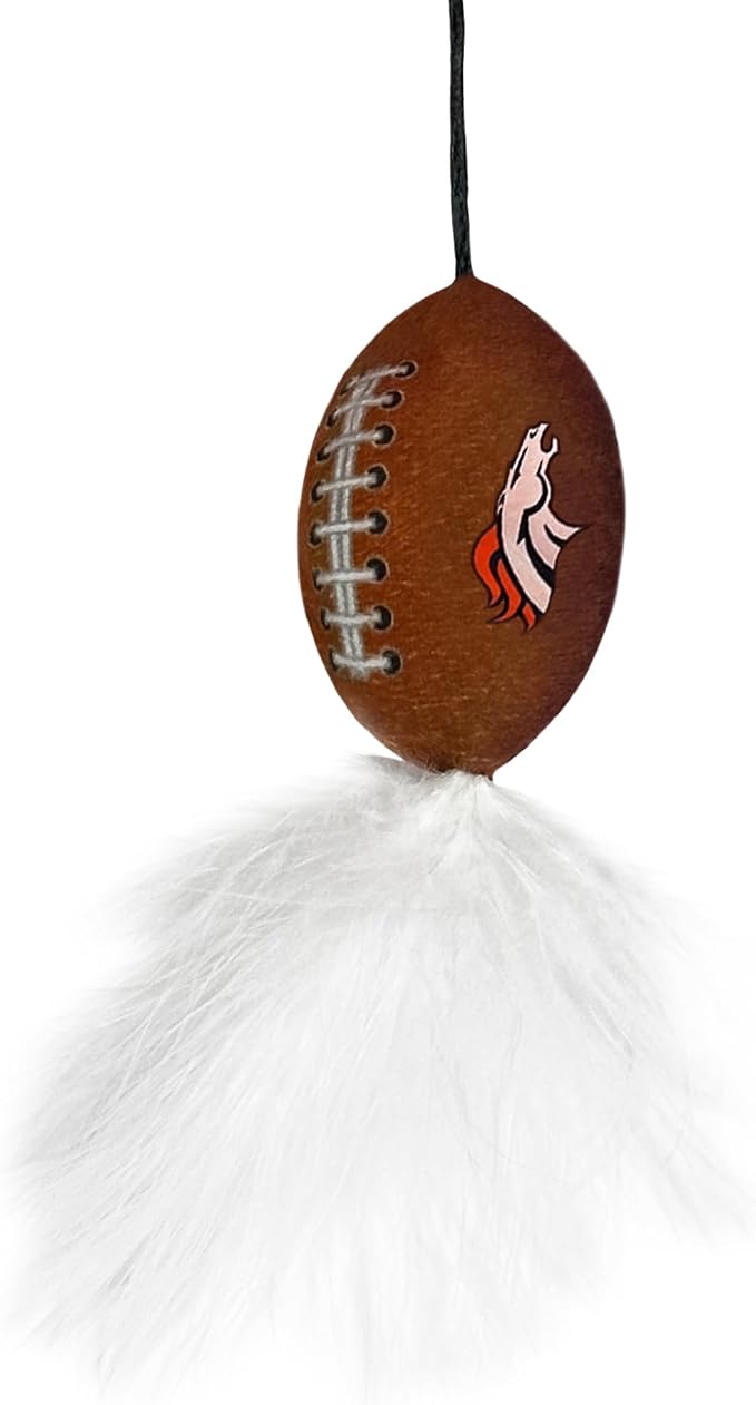 NFL Denver Broncos Cat Tunnel Tube Toy with Plush Football Catnip and Feathers Collapsible Tunnel for Cats to Play, Peek and Hide, Sporty & Fun Cat Tunnel Toy with Team Logo All-Over Design! - Image 9