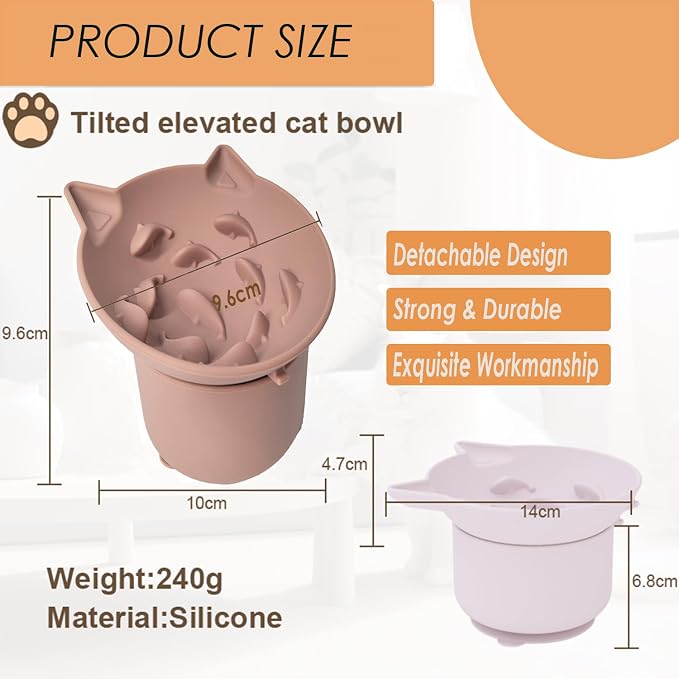 Elevated Cat Bowl, Silicone Kitten Bowls for Food and Water, Wide Shallow Cat Food Dish, Whisker Fatigue, Lead & Cadmium Free, Great Height for Pets (Pink) - Image 2