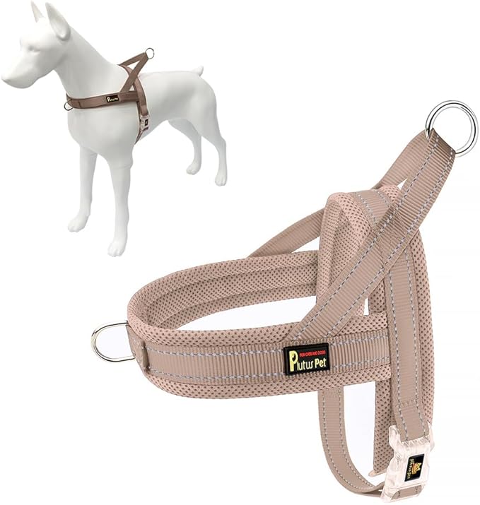 Plutus Pet No Pull Dog Harness for Puppy Small Dogs, Breathable Mesh Padded | Adjustable Reflective with Handle, Escape Proof, Quick Fit Pet Vest, Front Clip, for Training and Walking, Beige, XXS by PLUTUSPET