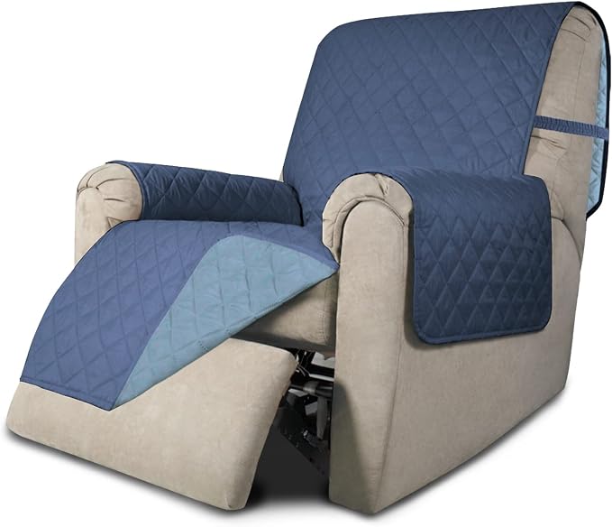 Easy-Going Reversible Couch Cover, Recliner 22 in, Dark Blue/Light Blue | Machine Washable Slipcover For Dogs, Water Resistant Furniture Mat For Living Room, Non-Slip Sofa Cover, Pet Friendly by Easy-Going