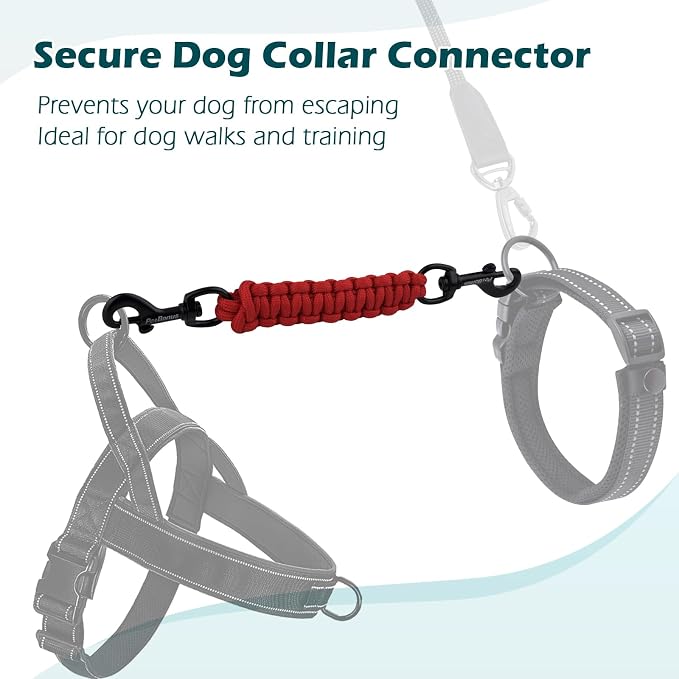 PetBonus Dog Collar Safety Clip, Handmade Prong Collar to Harness Connector | Dog Leash Backup Safety Strap, Escape Proof, Double Ended Clasp, Lead Connector for Pinch Collar, Harness (Red) - Image 5