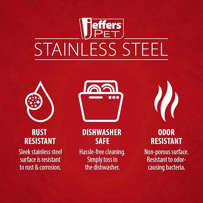 Jeffers Pet Low Profile Stainless Steel Double Diner Pet Bowls with Non-Skid Frame – Dog Bowls & Cat Bowls for Food, Water, Milk, Wet or Dry Pet Food, Puppy, Kitten Feeding Station Set - 64 oz - Image 4