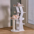 SHENGOCASE Modern Wooden Cat Tree Tower for Window Viewing Watching, 54.3 Inches Tall, 5-Level Large Perch Platform with Sisal Scratching Post, White by SHENGOCASE