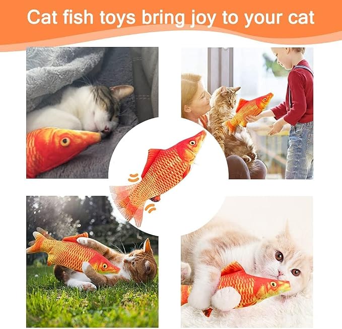 Tocirelo Cat Toys for Bored Indoor Adult Cats - Interactive Cat Toy Catnip | Catnip Kicker Toy for for Indoor Cats，Moving Kitten Kicker Self Play, 11" Electric Flopping Fish for Boredom Kitty Exercise - Image 7