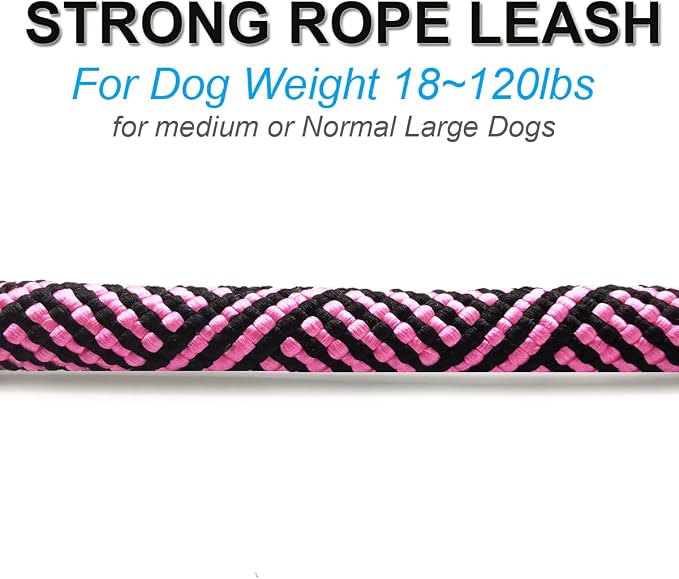 Short Dog Leash 18 Inch Rope Traffic Leash with Padded Dog Handle | 1.5FT Dog Lead 1/2” Strong Nylon Tab for Medium Large Dogs Training Walking (Pink) - Image 6