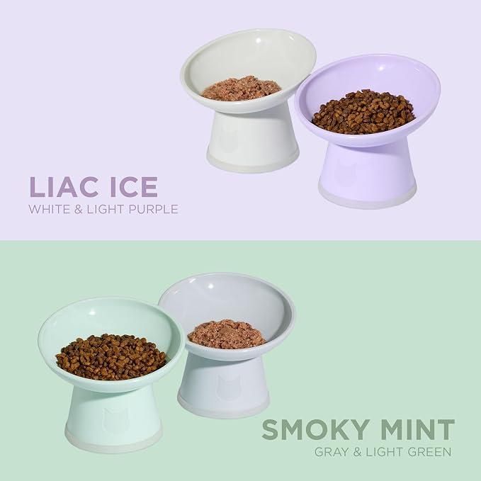 Necoichi BPA-Free Elevated Cat Food Bowls, 15° Tilted, 2-Pack (Lilac Ice) - Image 9