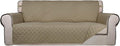 PureFit Reversible Quilted Couch Covers for Dogs Oversized Sofa Cover 78” | Beige/Beige, Water Resistant Couch Protector, Washable Pet Couch Cover with Non Slip and Elastic Straps For Kids by PureFit