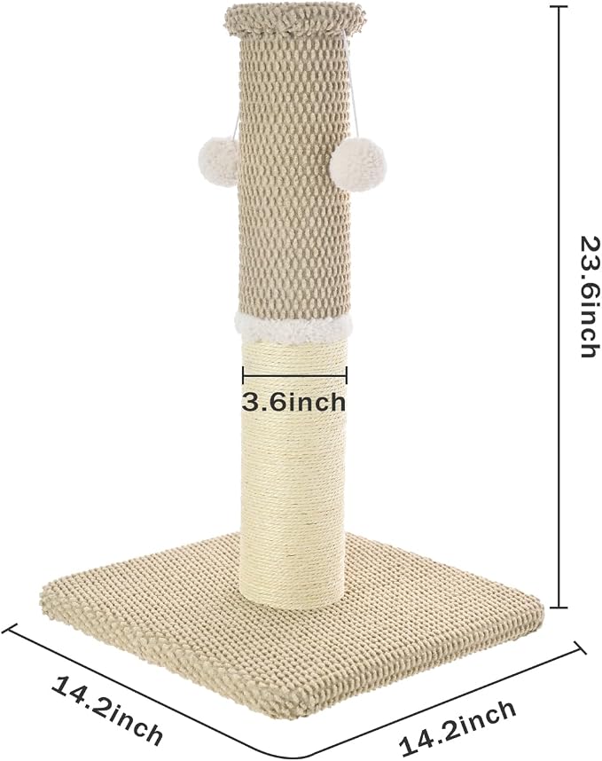 Made4Pets Cat Scratching Post with Sisal & Carpet for Indoor Cats, 23.6" | Cat Scratcher with Wide Stable Base, Interactive Hanging Toys, Ideal for Kittens, Small Cats and Everyday Indoor Play - Image 6