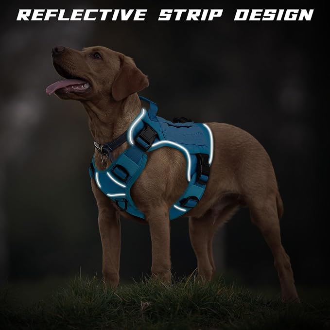 WINGOIN Blue Tactical Dog Harness for Large Dogs,No Pull Dog Harness | with Handle,Adjustable Reflective,Military K9 Style,Big Size Dog Vest,for German Shepherd,for Walking Training Hunting - Image 4
