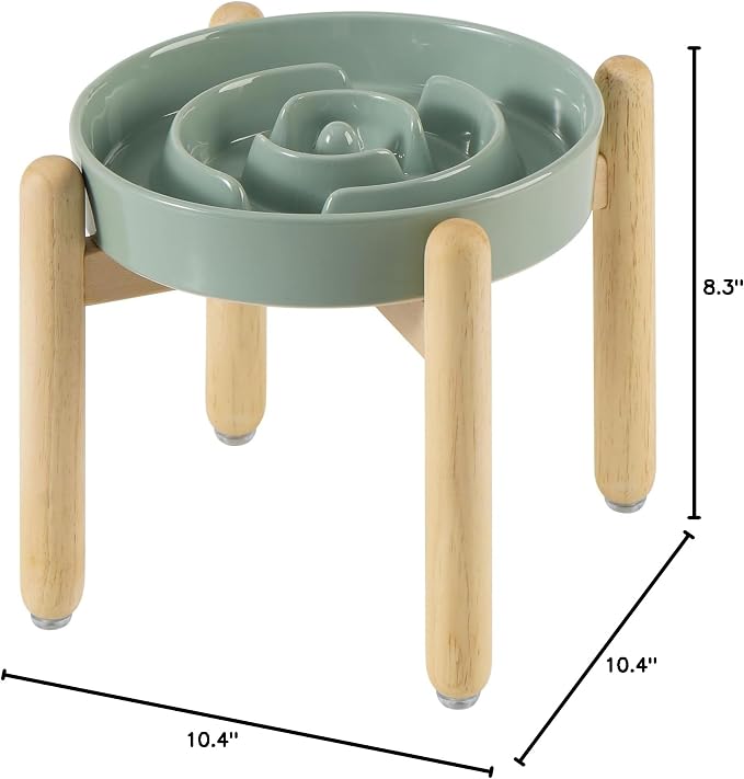 Havniva Elevated Slow Feeder Dog Bowls, Ceramic Dog Bowl Slow Feeder | 1.6 Cups Raised Slow Feeding Bowl for Medium Breed, Puzzle Dog Food Bowl with Wooden Stand, Non-Slip, Anti-Choking - Image 8