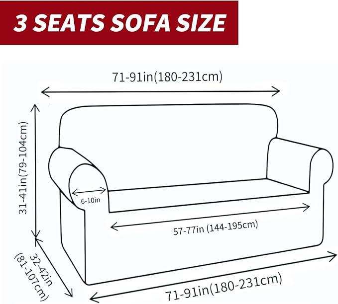 YEMYHOM Couch Cover Latest Jacquard Design High Stretch Sofa Covers for 3 Cushion Couch, Pet Dog Cat Proof Slipcover Non Slip Magic Elastic Furniture Protector (Sofa, Christmas Wine Red) - Image 5