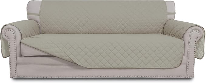 Easy-Going Reversible Couch Cover, 3 Cushion Sofa, X-Large, Beige/Beige | Machine Washable Slipcover For Dogs, Water Resistant Furniture Mat For Living Room, Non-Slip Sofa Cover, Pet Friendly by Easy-Going