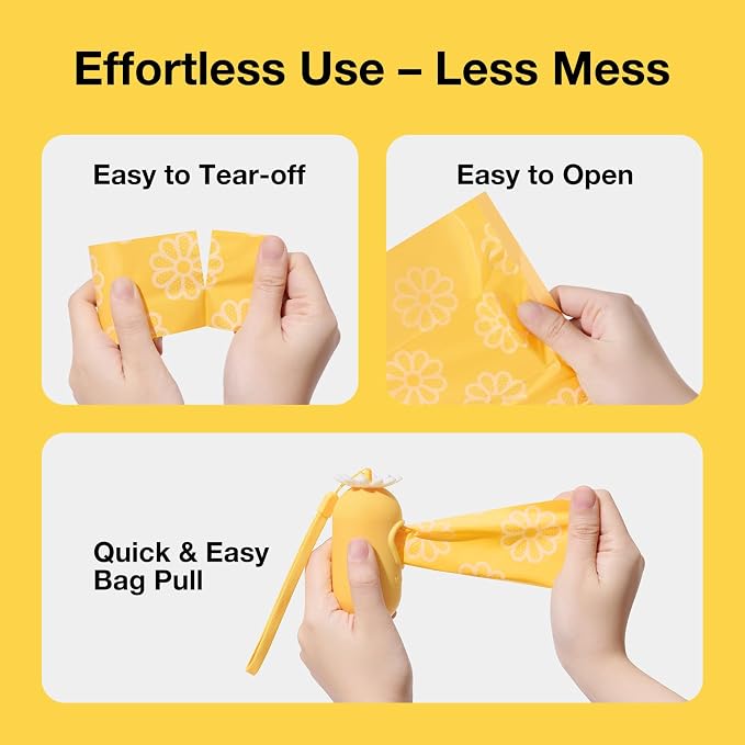 VETRESKA Dog Poop Bag Dispenser with Daisy Scented Waste Bags, 105 Counts | Leak Proof and Extra Thick Pet Waste Bags for Dog Walking and Cat Litter - Image 3