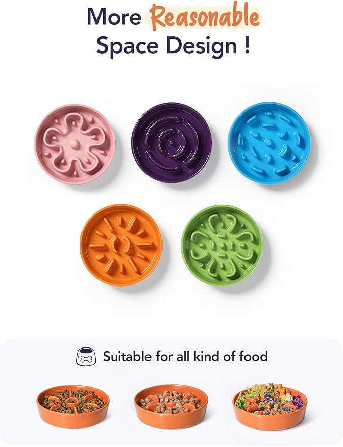 LE TAUCI Slow Feeder Dog Bowls Ceramic,3 Cups Slow Feeding Dog Bowl Medium Large Breed, Pet Bowl for Fast Eaters, Puzzle Pet Dishes,Sun Orange - Image 7