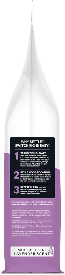 World's Best Cat Litter, Lavender Scented, Long-Lasting Odor Control, 15 lb | Controls multi-cat odors with a calming lavender scent; natural corn litter, quick clumping, flushable, 99% dust free formula - Image 7