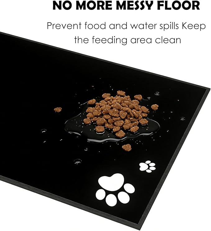 Elevated Cat Bowls with Splash Proof Mat for Kitten Puppy, 10° Tilted Raised Cat Bowl Stand Anti-Vomiting, 2 Wide Shallow Stainless Steel Bowls, Whisker Friendly, 3.5" Tall - Image 5