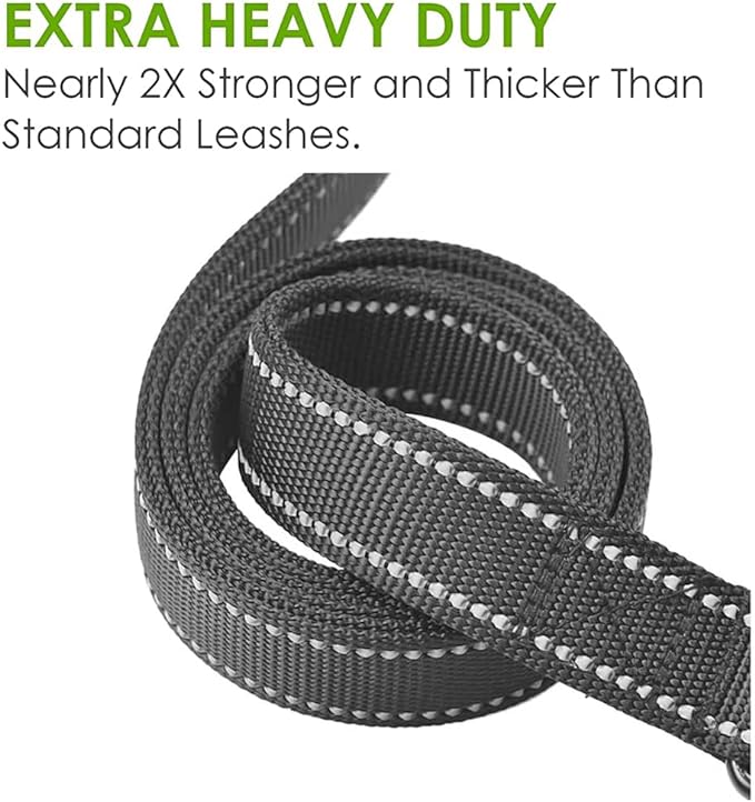 Heavy Duty Dog Leash - 2 Handles by Padded Traffic Handle for Extra Control, 6foot Long - Perfect for Medium to Large Dogs (6 ft, Black Red) - Image 4
