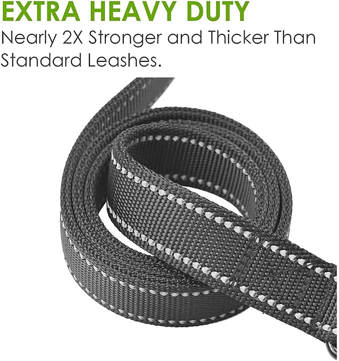 Heavy Duty Dog Leash - 2 Handles by Padded Traffic Handle for Extra Control, 6foot Long - Perfect for Medium to Large Dogs (6 ft, Bright Green) - Image 4