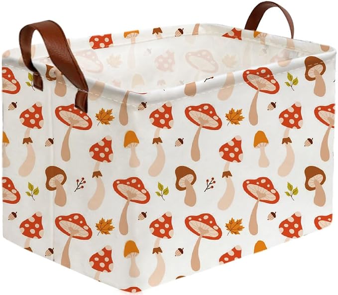 Sanjiaofeng Rectangular Kids Basket Cute Storage Bins,Mushroom Storage Basket with Handles.Clothers,Books,Kid's Gifts Bins. (Mushroom) by Sanjiaofen