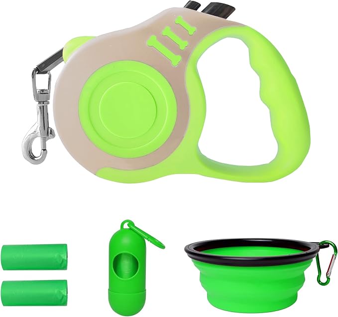 Retractable Dog Leash Automatic Telescopic Tractor Dog Tape | Pet Tape 10/16 FT Durable and Convenient, with Folding Bowl, Dispenser, Rubbish Bags, Suitable for Small and Medium Dogs by LIEVUIKEN