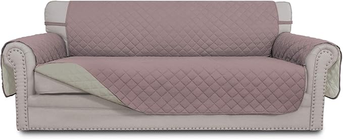 Easy-Going Reversible Couch Cover, 3 Cushion Sofa, X-Large, Pink/Beige | Machine Washable Slipcover For Dogs, Water Resistant Furniture Mat For Living Room, Non-Slip Sofa Cover, Pet Friendly by Easy-Going