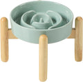 Havniva Elevated Slow Feeder Dog Bowls, Ceramic Dog Bowl Slow Feeder | 0.9 Cups Raised Slow Feeding Bowl for Small Breed, Puzzle Dog Food Bowl with Wooden Stand, Non-Slip, Anti-Choking by Havniva
