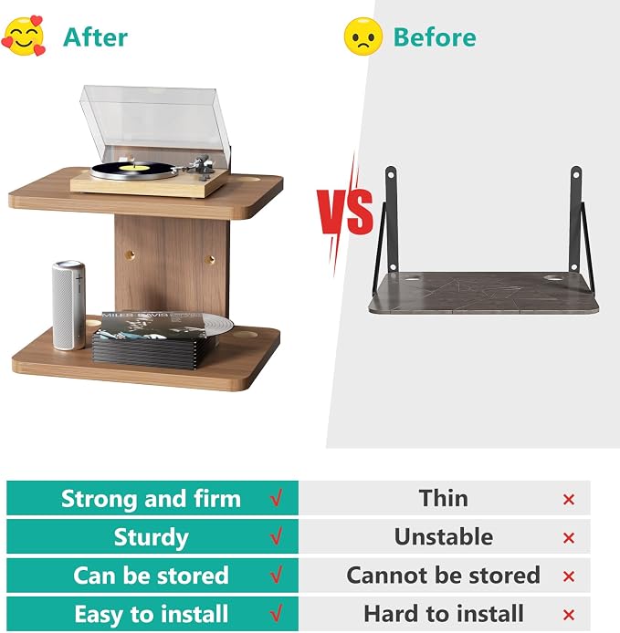 WALI Floating TV Shelf, 2 Tier Projector Shelf for DVD Players, Routers, Game Consoles, Cable Boxes, Living Room Decor Accessories, Wall Mount Shelves Holds Up to 22lbs (CS202N), 2-Shelf, Walnut Brown - Image 5